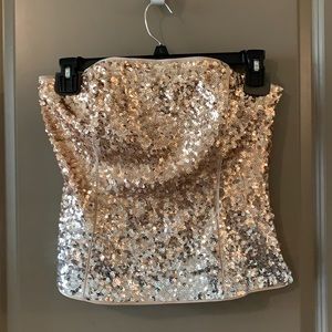 New - WHBM Sequin Ombré Metallic Bustier - 10